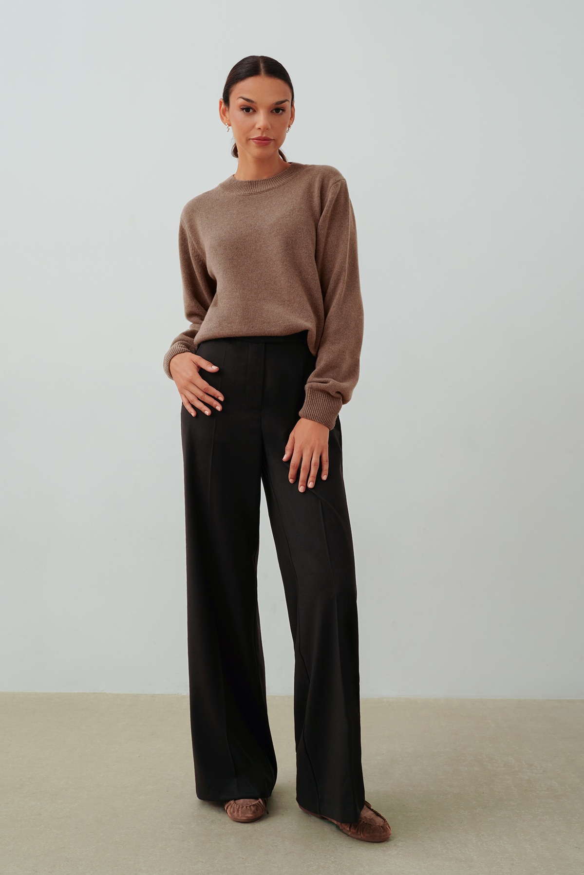 Spodnie WIDE LEG, czarne - M