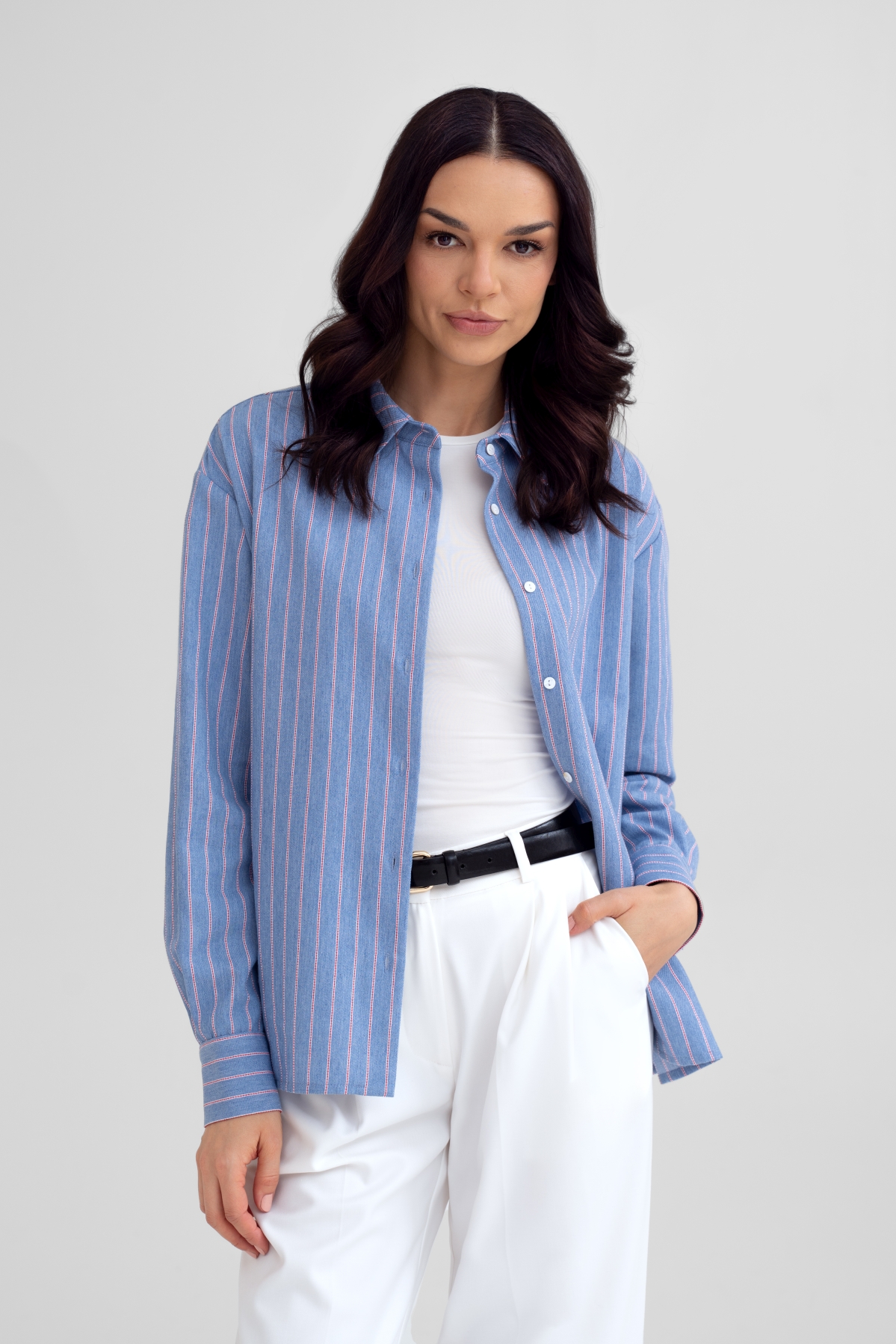 Koszula w paski GOYA, niebieska - XS/S