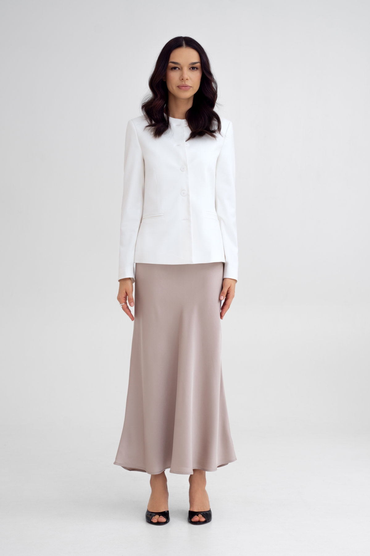 Satynowa spódnica maxi CLAIRE, taupe