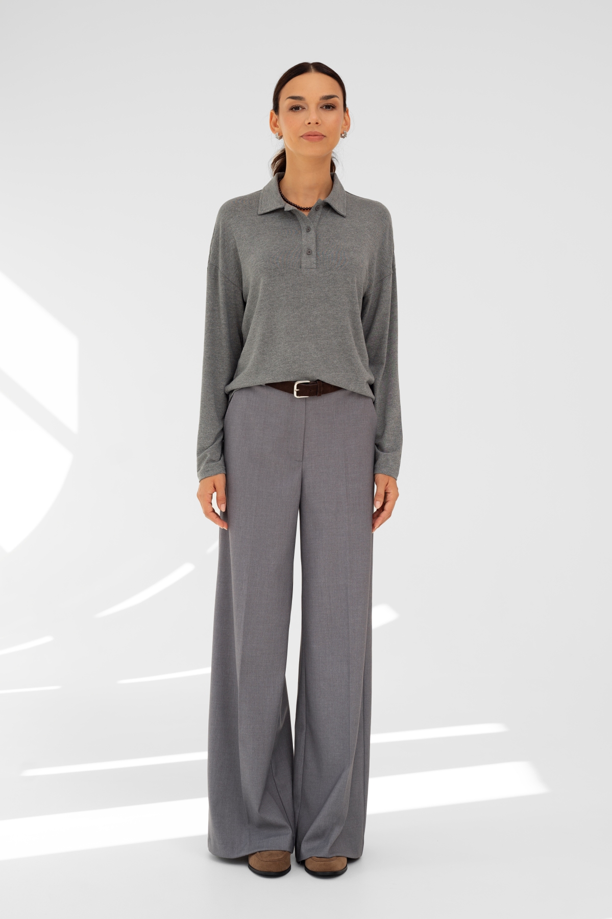 Spodnie Wide Leg jasnoszare
