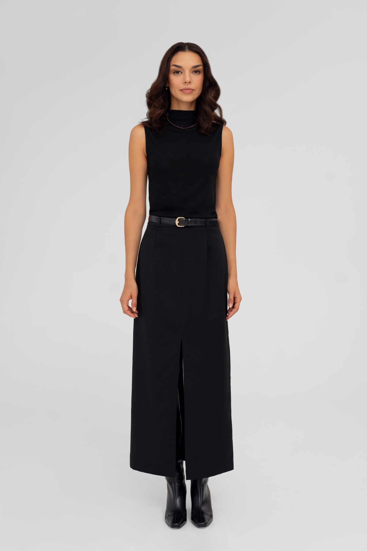 Wełniana spódnica maxi BLANCA, czarna